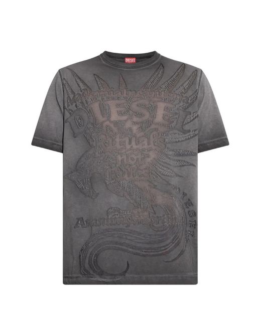 DIESEL Gray Graphic-Print T-Shirt for men