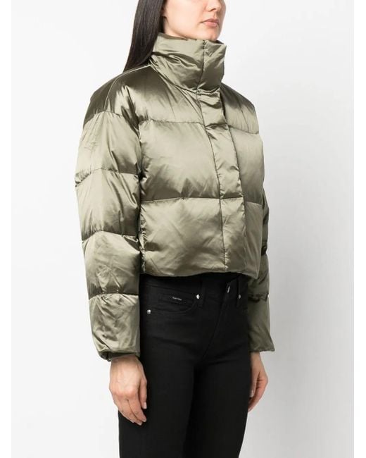 Calvin Klein Green Cropped Puffer Jacket
