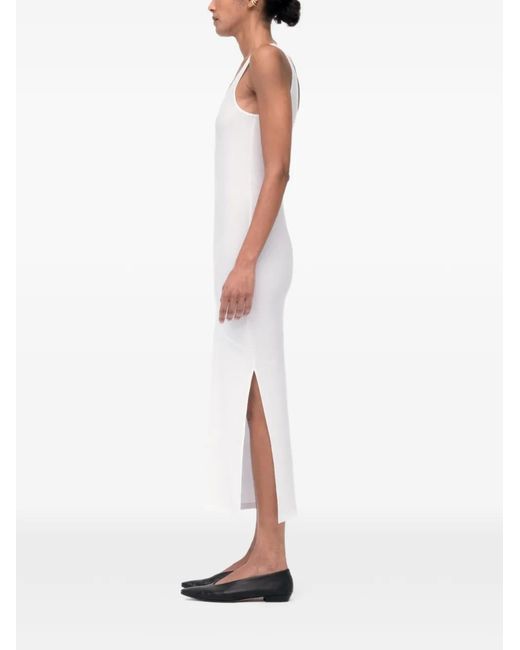 Another Tomorrow White Asymmetric-Seam Bias-Cut Dress