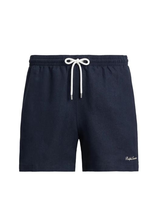 Ralph Lauren Blue Amalfi Linen Swim Shorts for men