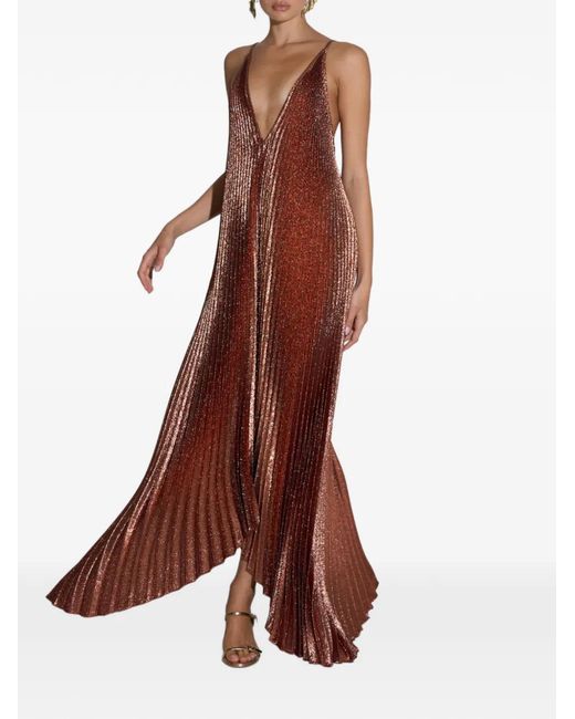 L'idée Brown Pleated Maxi Dress