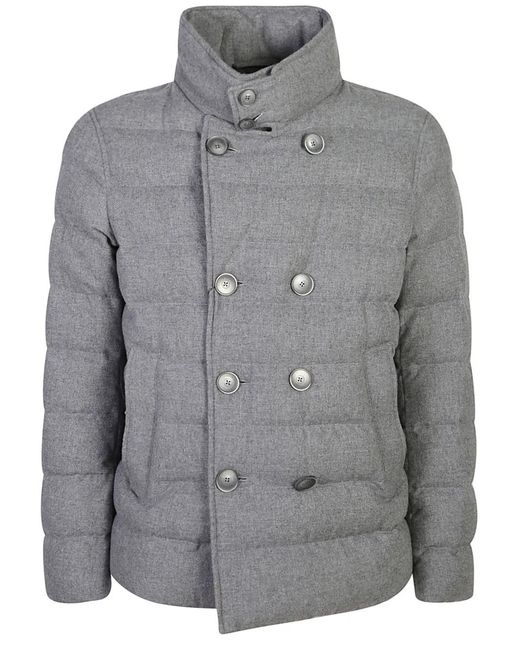 Herno Gray Double-Breasted Jacket for men