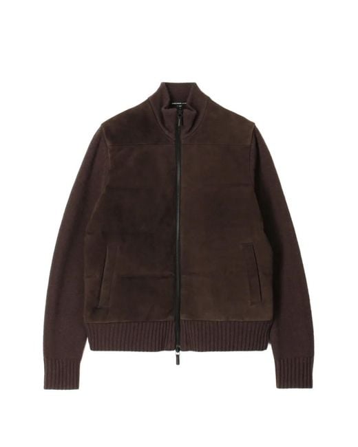 James Perse Brown Suede Zip-Up Jacket for men