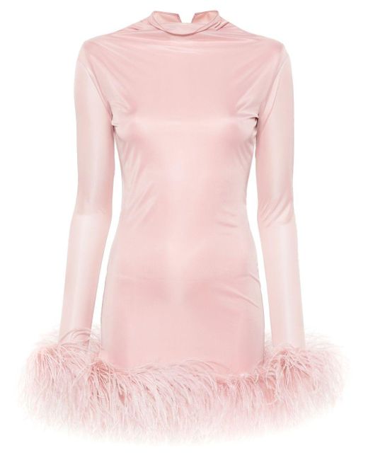Robe courte à détails de plumes 16Arlington en coloris Pink