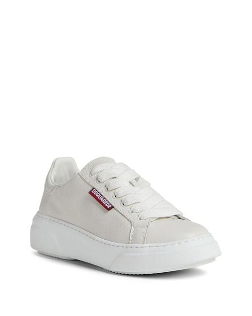 DSquared² White Logo-Embossed Lace-Up Sneakers
