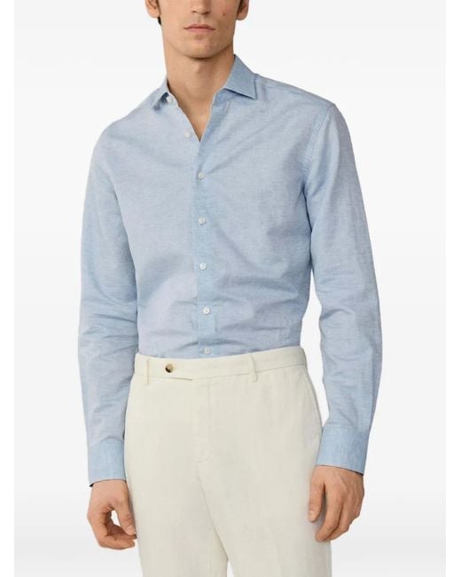 Hackett Blue Kent Collar French Placket Shirt for men