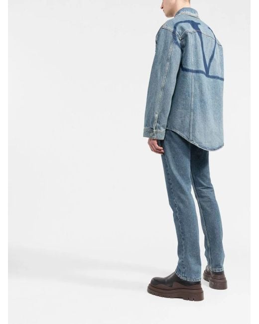 Valentino Garavani Blue Vlogo Signature Denim Shirt for men