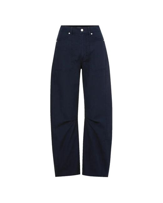 Veronica Beard Blue Sloan Barrel-Leg Jeans
