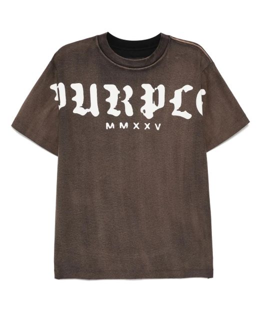 メンズ Purple Brand Wordmark オーバーダイ Tシャツ Brown