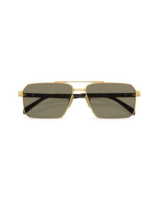 Prada Metallic Prada Pr A57S Rectangle Frame Sunglasses for men