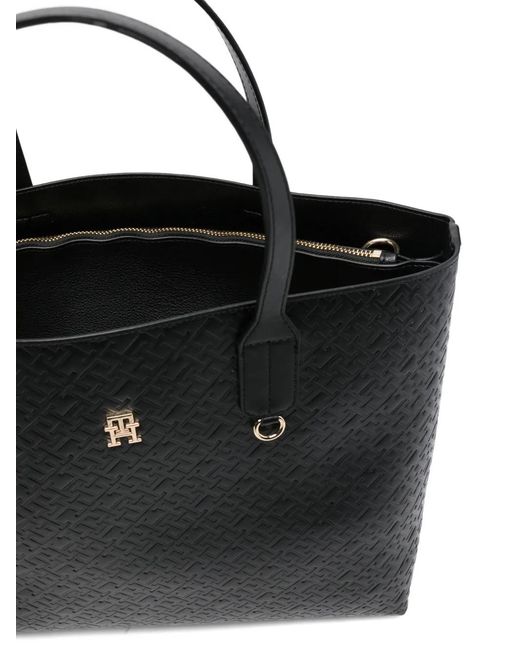 Tommy Hilfiger Black Icon Satchel Mono Tote Bag