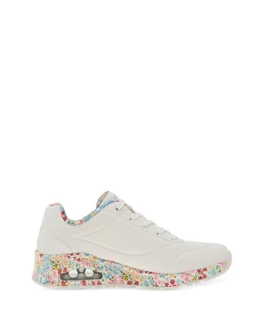 Skechers レディース ホワイト Uno フローラル スニーカー