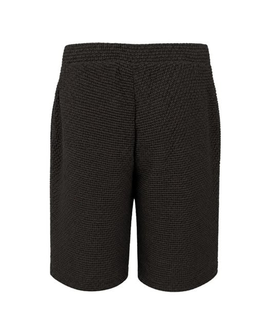 Emporio Armani Black Embossed Drawstring Shorts for men