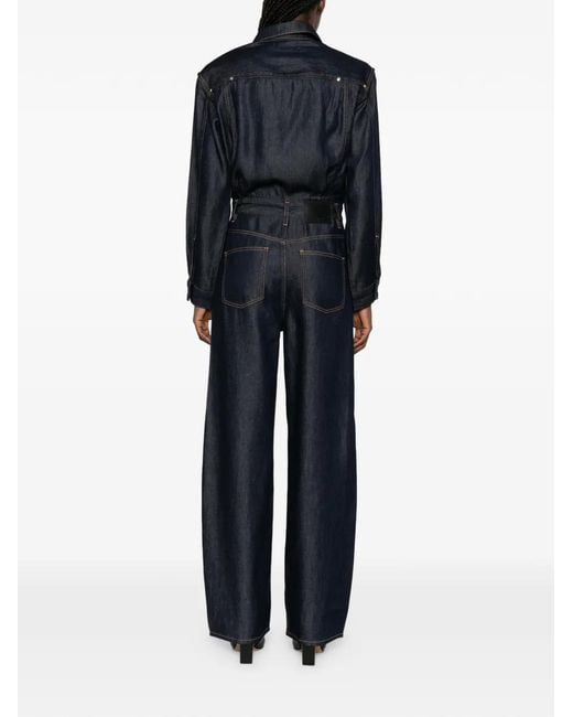 IRO Black Long-Sleeve Denim Jumpsuit