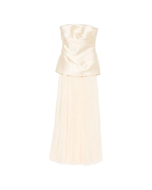 Solace London White Claudette Strapless Pleated-Skirt Dress