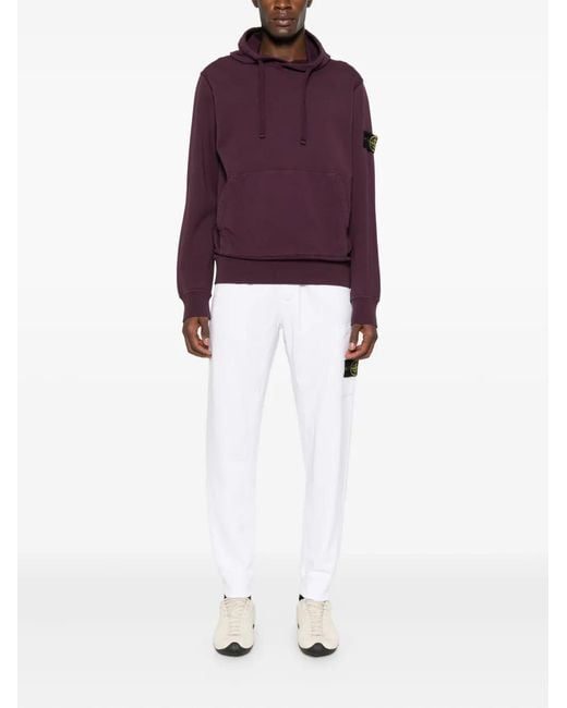 Stone Island White Drawstring-Waist Trousers for men