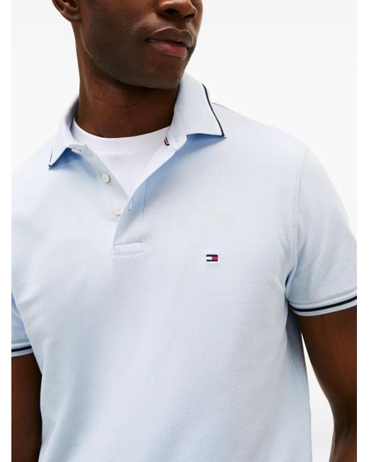 Tommy Hilfiger Blue Short-Sleeve Chest-Logo Polo Shirt for men