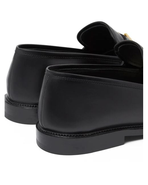 Versace Black Logo-Plaque Loafers for men