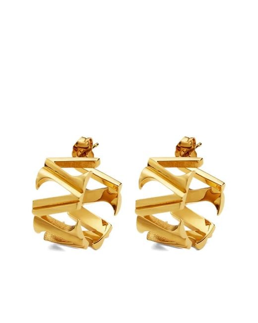 Pendientes de aro con forma de V Versace de color Metallic