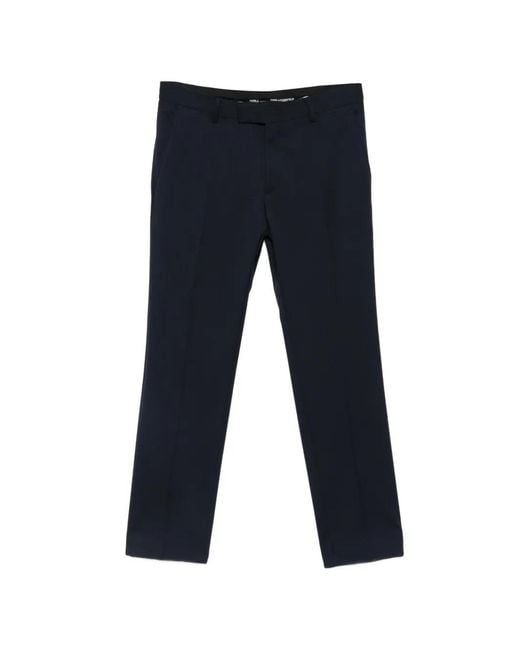 Karl Lagerfeld Blue Pressed-Crease Tailored Trousers for men