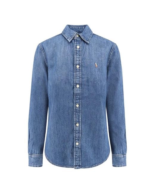 Polo Ralph Lauren Blue Logo-Embroidered Denim Shirt for men