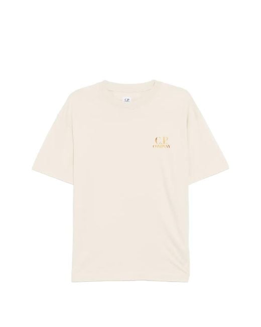 C P Company White Logo-Print T-Shirt for men