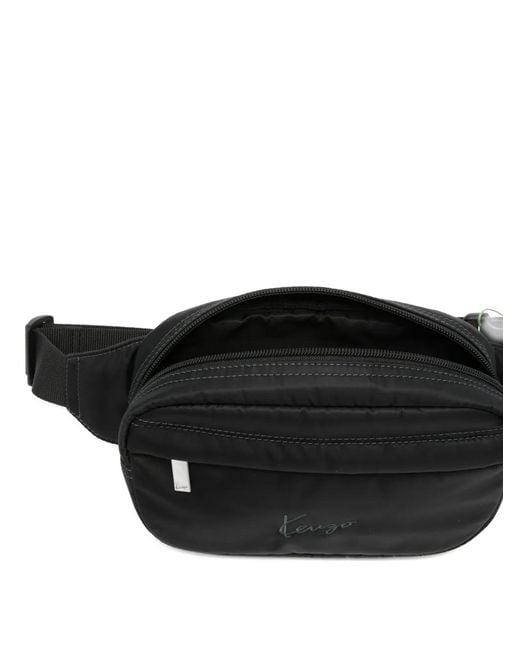 KENZO Black Logo-Embroidered Belt Bag for men
