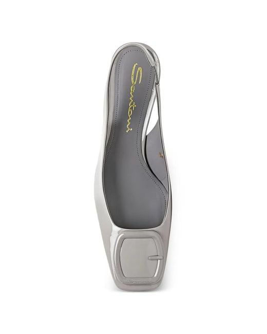 Santoni White Buckle-Detail Pumps