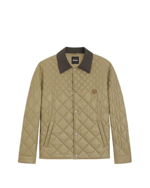 Boss Green Quilted-Finish Logo-Patch Jacket for men