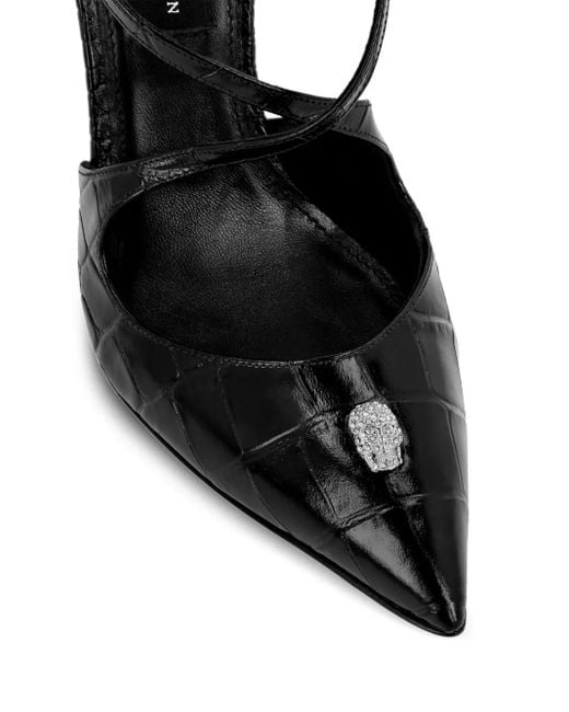 Philipp Plein Crossing クロコプリント パンプス Black