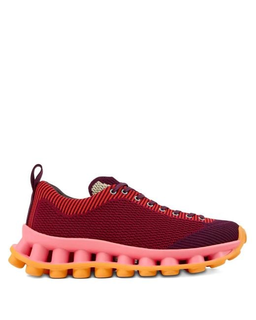 Camper Red Pelotissima Knitted Deep Burgundy Sneakers