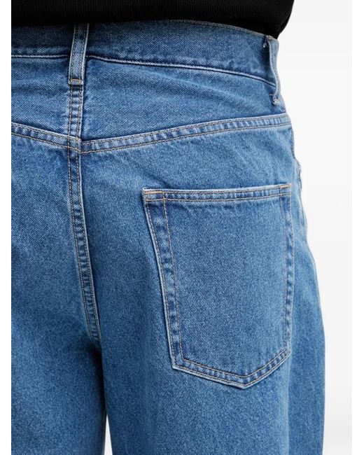 Beams Plus Blue Pleated Straight-Leg Jeans