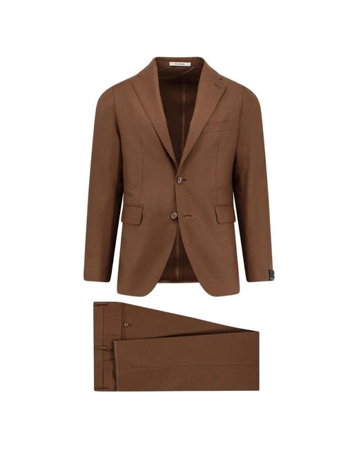 Tagliatore Brown Single-Breasted Virgin Wool Suit for men