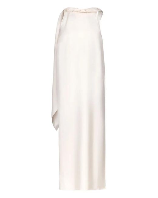 Loulou de Saison White Collared Scarf Midi Dress