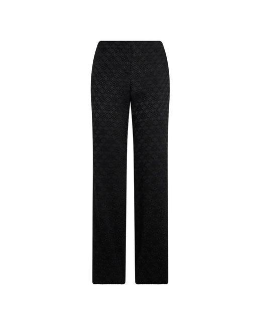 Alberta Ferretti Black Jacquard-Patterned Straight-Leg Trousers