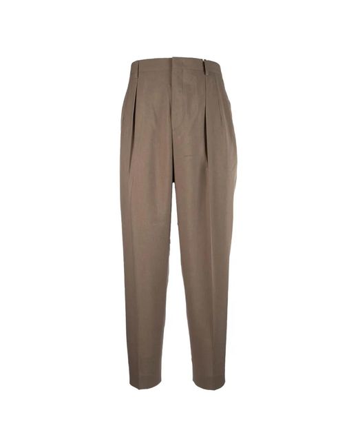 Cellar Door Natural Belt-Loops Pleated Trousers for men