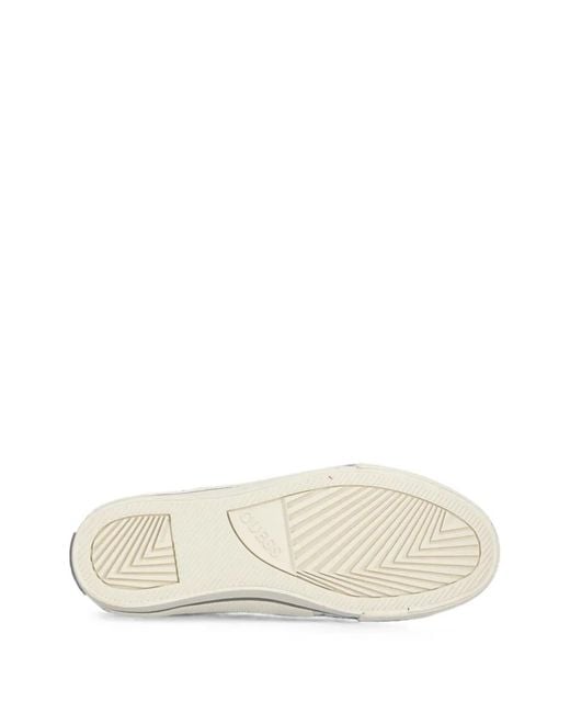 Guess White Carey Logo-Print Lace-Up Sneakers