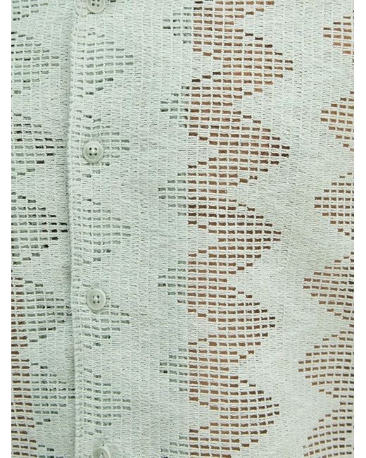 Guess Green Geometric-Design Shirt for men