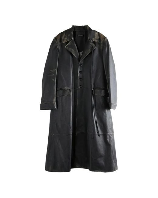Ann Demeulemeester Black Faded-Effect Leather Coat for men