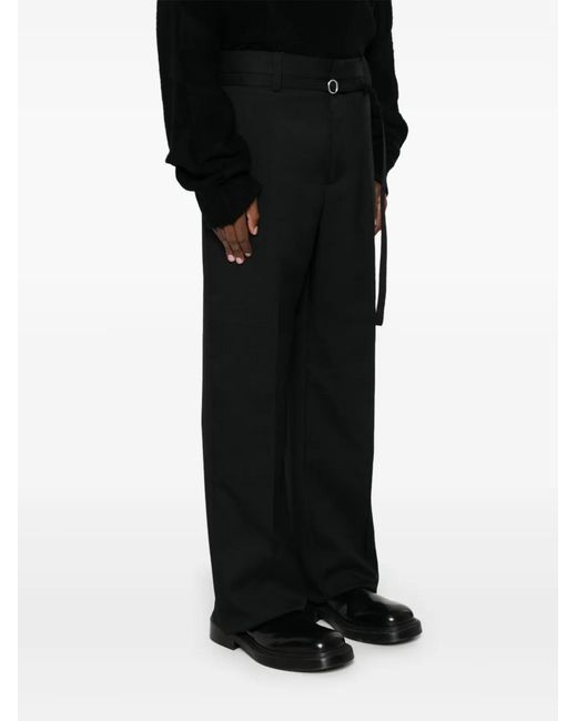 Jil Sander Black Belted Tailored Trousers for men