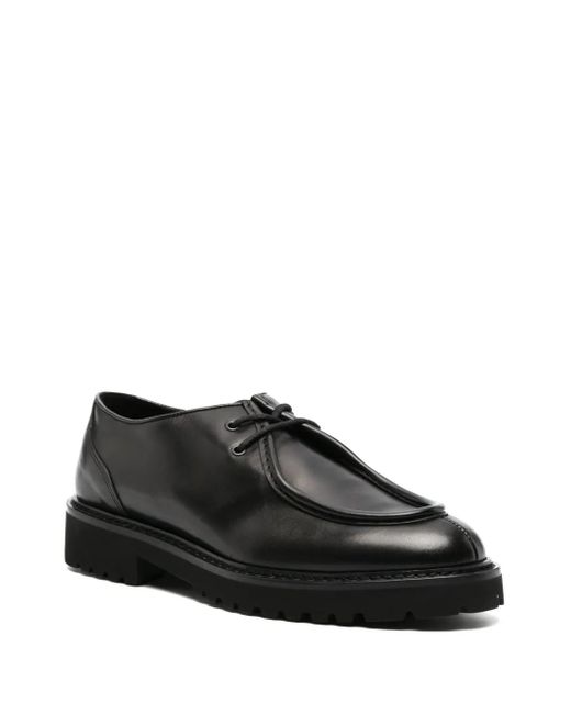 Doucal's Black Leather Derby Shoes for men