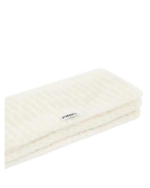Pinko Natural Ribbed-Knit Scarf