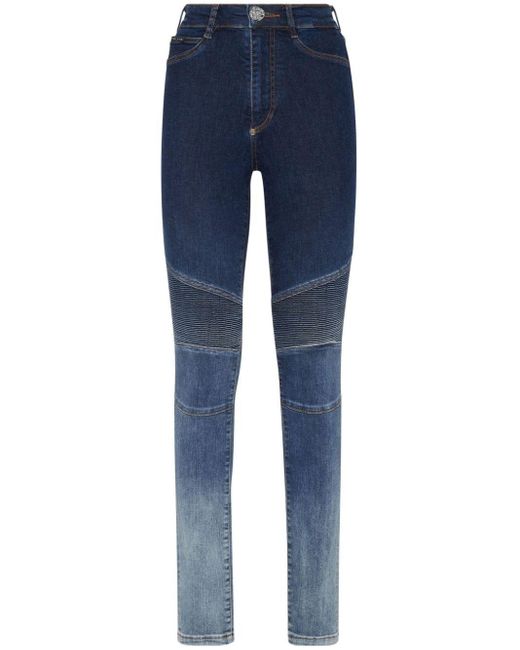 Philipp Plein Blue Logo-patch Cotton Blend Skinny Jeans