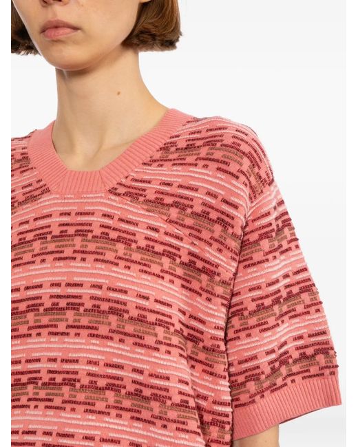 Adererror Red Patterned Short-Sleeves Top