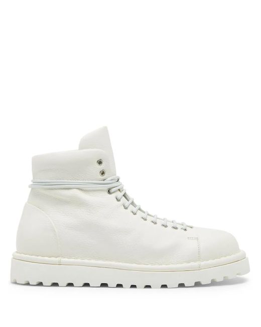 Marsèll White Pallottola Leather Combat Boots