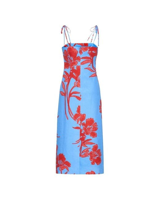 Cara Cara White Chelsea Floral-Print Midi Dress