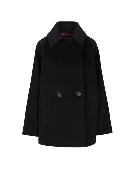Max Mara Black Ariano Double-Breasted Coat