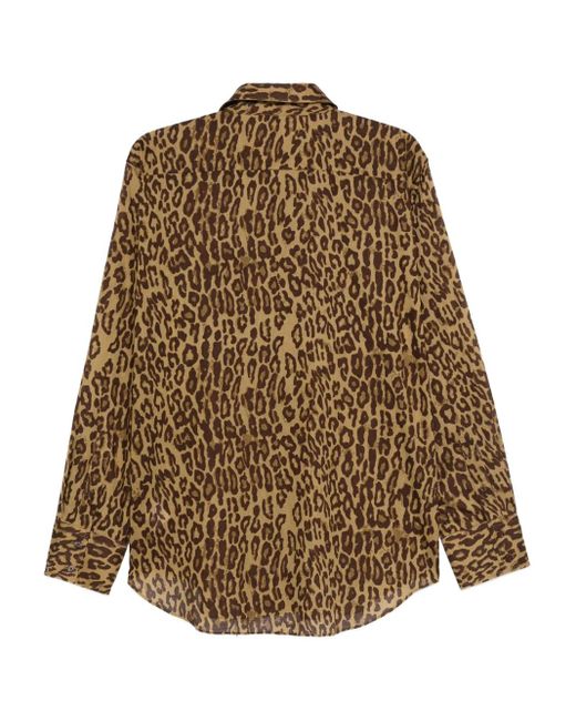 6397 Brown Leopard-Print Buttoned Shirt