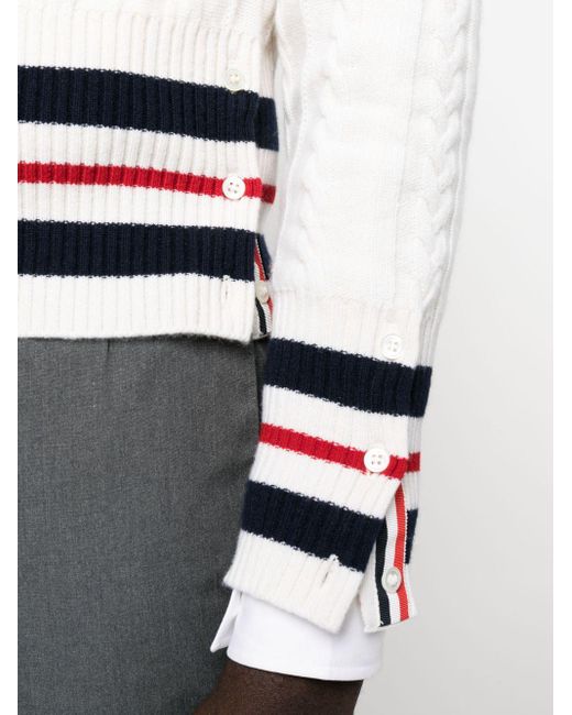 Thom Browne White Cable-knit Cashmere Jumper for men