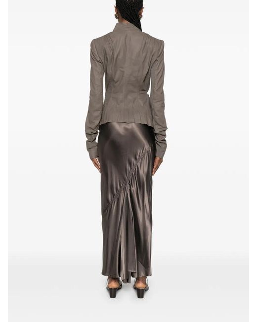 Rick Owens Brown Lamb Skin Virgin Wool Buffalo Horn Hollywood Jacket